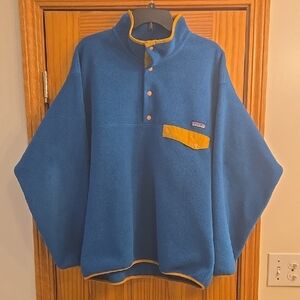 Men's Patagonia Synchilla Snap-T Fleece Pullover, Teal/Brown, Large